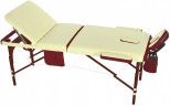 Стол массажный с деревянной рамой JF-AY01 3-секционный кремовый/красный